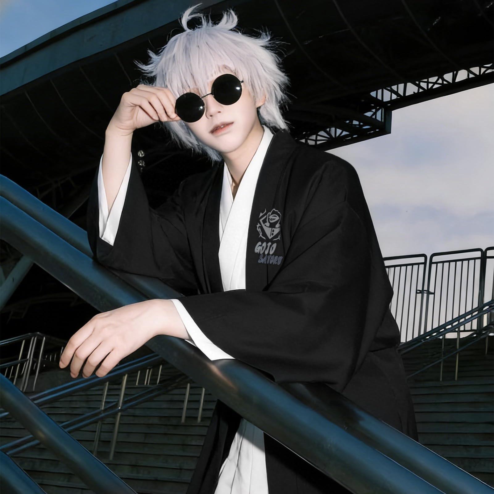MeYuxg Satoru Gojo Anime Costume, Cosplay Anime JJK, Kimono Cosplay Cape for Carnival Halloween, Comic Convention and Photo Shoots, M - Image 4