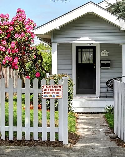 Miniatura 2 de ALKB Señal de entrega de paquetes para uso al aire libre  Please Deliver All Packages Inside Porch  Señales de entrega para el hogar