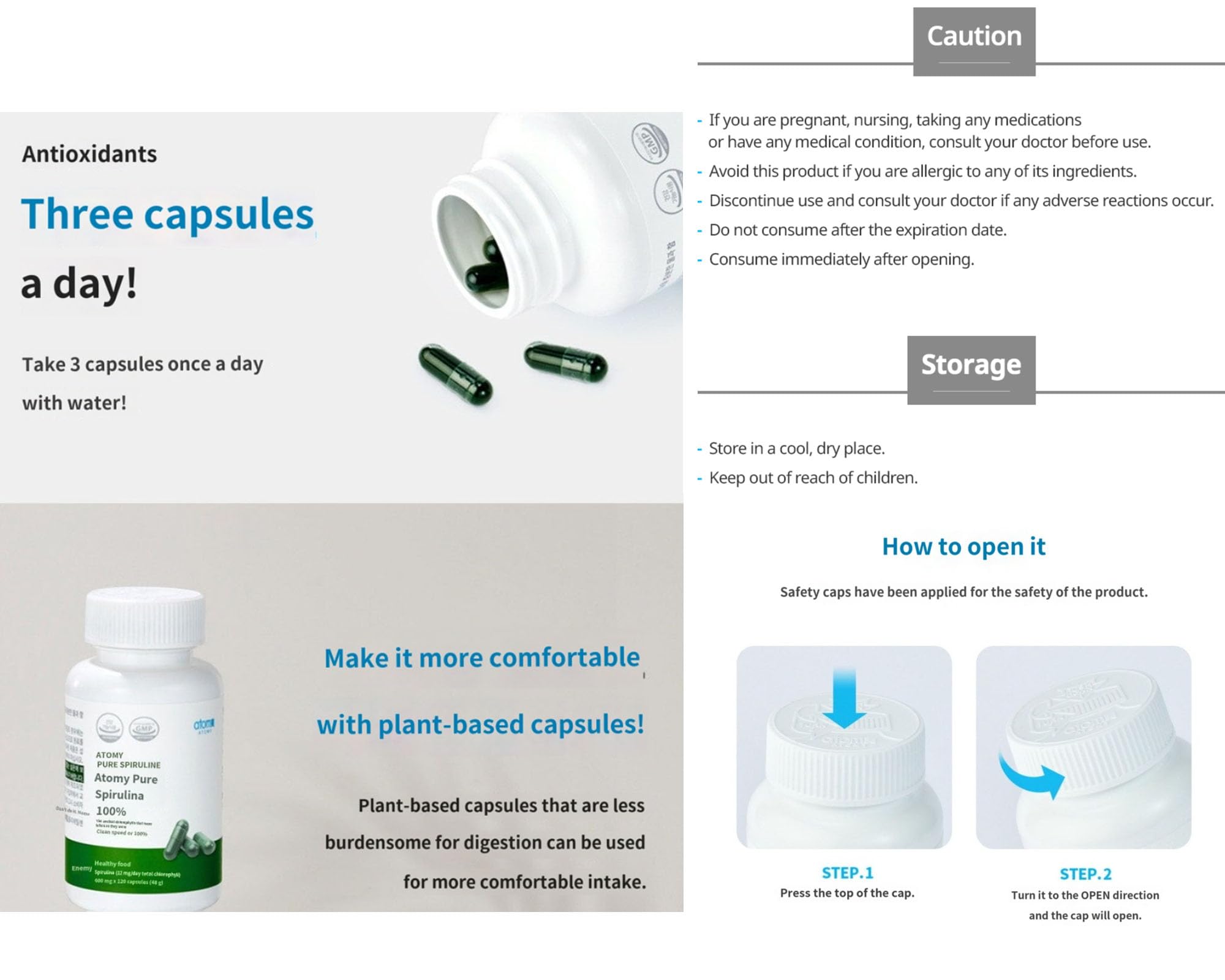 Pure Spirulina Capsules, Hawaiian-Grown, 120 Count, 40-Day Supply — Amazon image 5