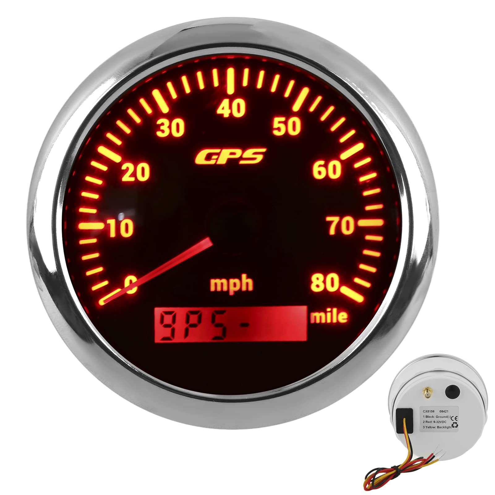 Velocímetro Universal 85mm 3.35in 0-80MPH para Automóviles y Barcos (BLACK)