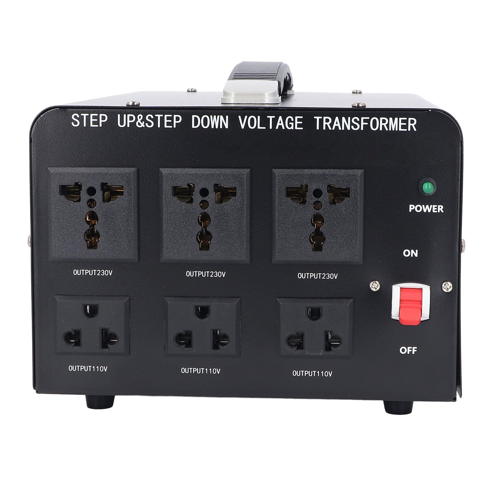 Transformador convertidor de tensión 3000W (110V a 220V, 220V a 110V) Convertidor Elevador/Reductor con Interfaz Universal, Carcasa de aleación de Aluminio, monofásico (Enchufe de la UE)