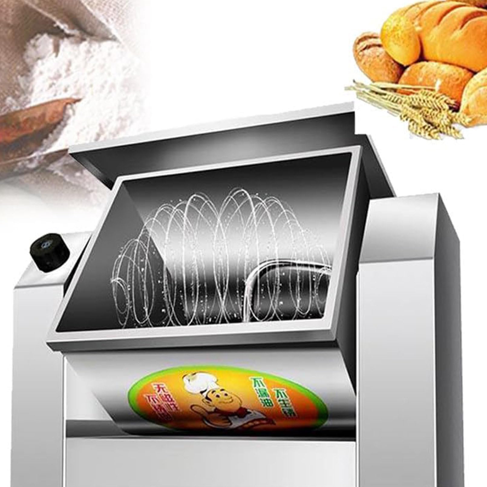 GLJTUO mixers for baking Dough Mixer Commercial 3 Kg Kneading Flour Mixer, Electric Kitchen Food Mixer, 1500w Stainless Steel Machine with Timing Function,3KG,5KG