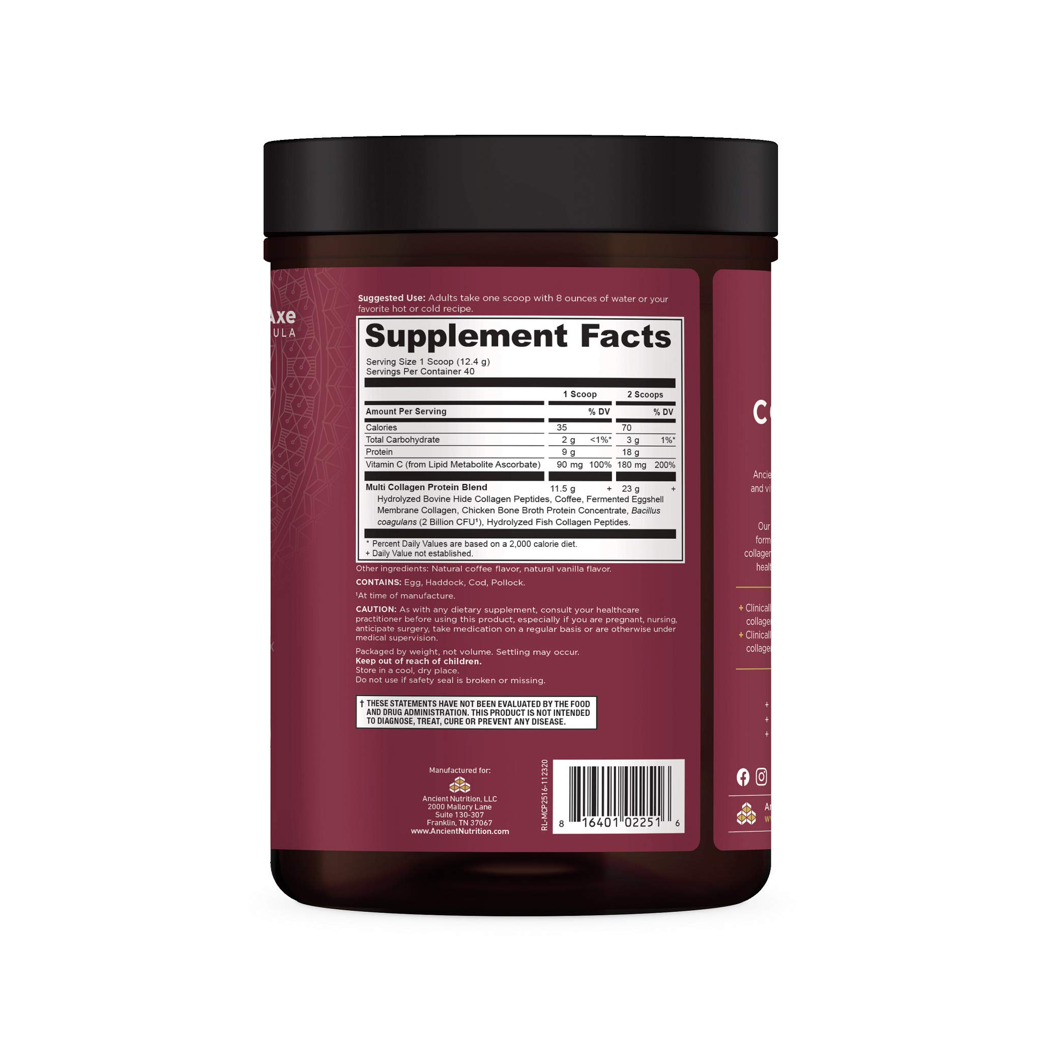 Collagen Powder Protein by Ancient Nutrition, Multi Collagen Chocolate