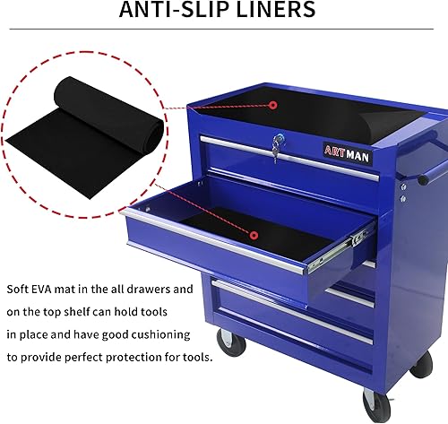 Miniatura 5 de Carro de herramientas rodante de 5 cajones, caja de herramientas rodante sobre ruedas, organizador de almacenamiento de herramientas de reparación