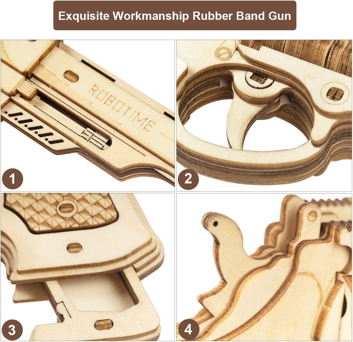 Kit di Costruzione in Legno con Elastico Revolver.