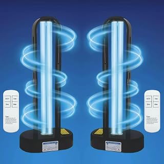 BAIMNOCM UVC Light, 2 Pack 38 Watt UV Light for Mold, Ultraviolet Light for Room, UV-C Lamp for Dust Mite Device with 15/30/60 Minutes Timer, Indoor Use