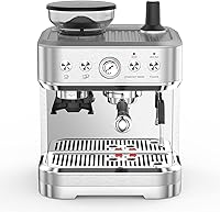 Vista 1 de Litake Máquina de café espresso profesional con espumador de leche y molinillo, cafetera compacta de 15 bar y capuchino con bomba italiana ULKA