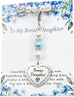 Something Blue for bride Bridal Bouquet Charm for Bonus Daughter,Daughter in Law Gift from Mother in Law on Wedding Day, Bridal Shower Gift