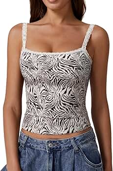 QINSEN Sexy Lace Camisole Tops for Women Slim Fitted Spaghetti