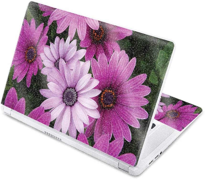 MightySkins Glossy Glitter Skin for Acer Chromebook 15 15.6” (2017) - Purple Flowers | Protective, Durable High-Gloss Glitter Finish | Easy to Apply, Remove, and Change Styles | Made in The USA