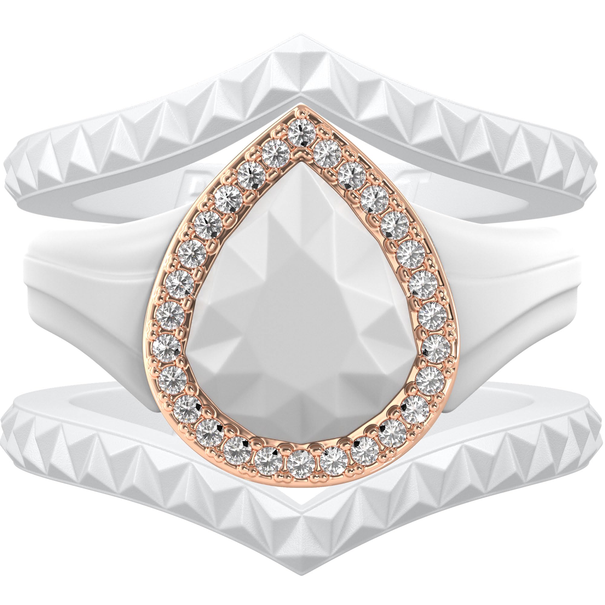 Rinfit Womens Silicone Wedding Ring Pear Metal Frame