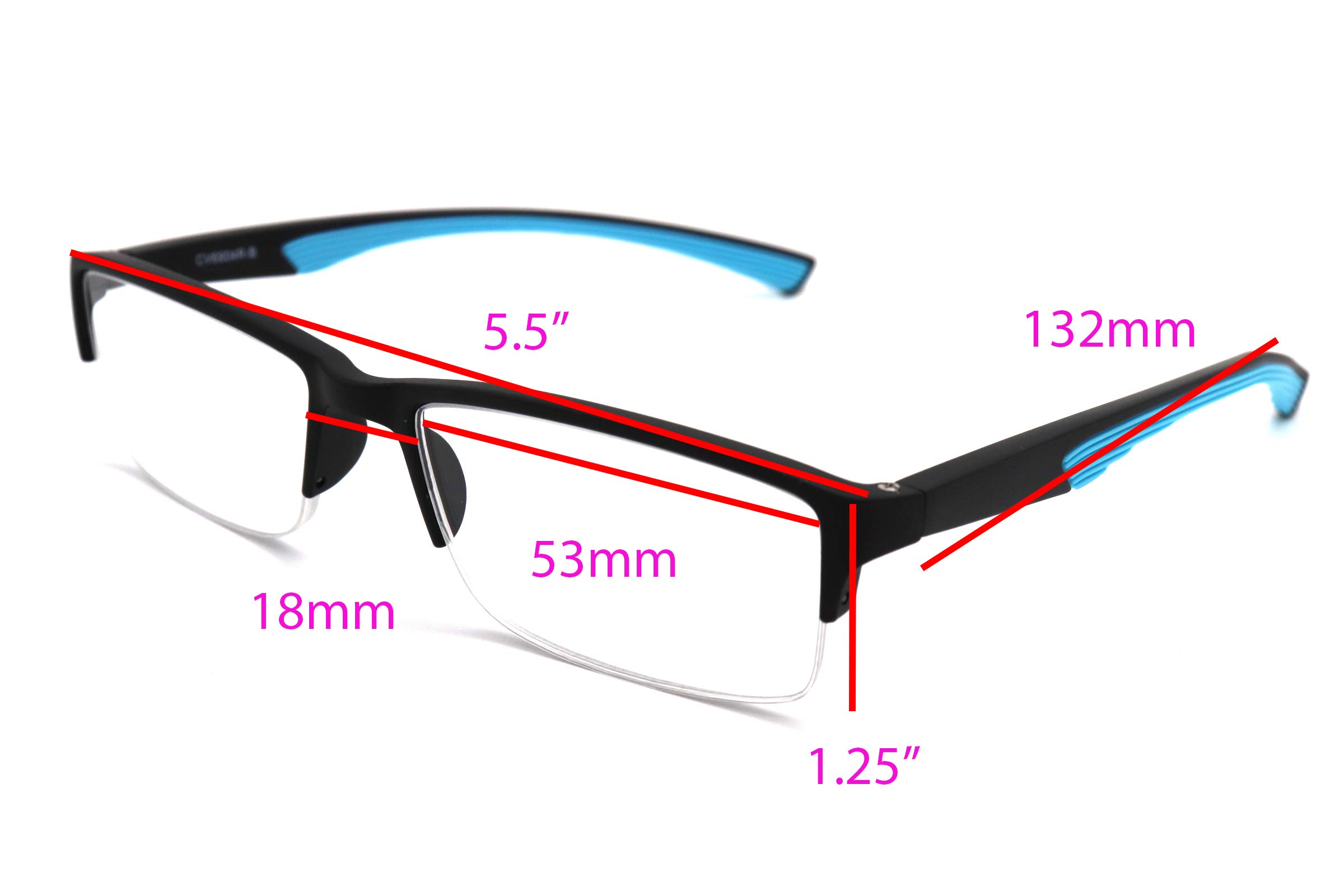 ColorViper 6904 SECOND GENERATION Semi-Rimless Flexie Reading Glasses NEW (A1 Baby Blue, 1.50)