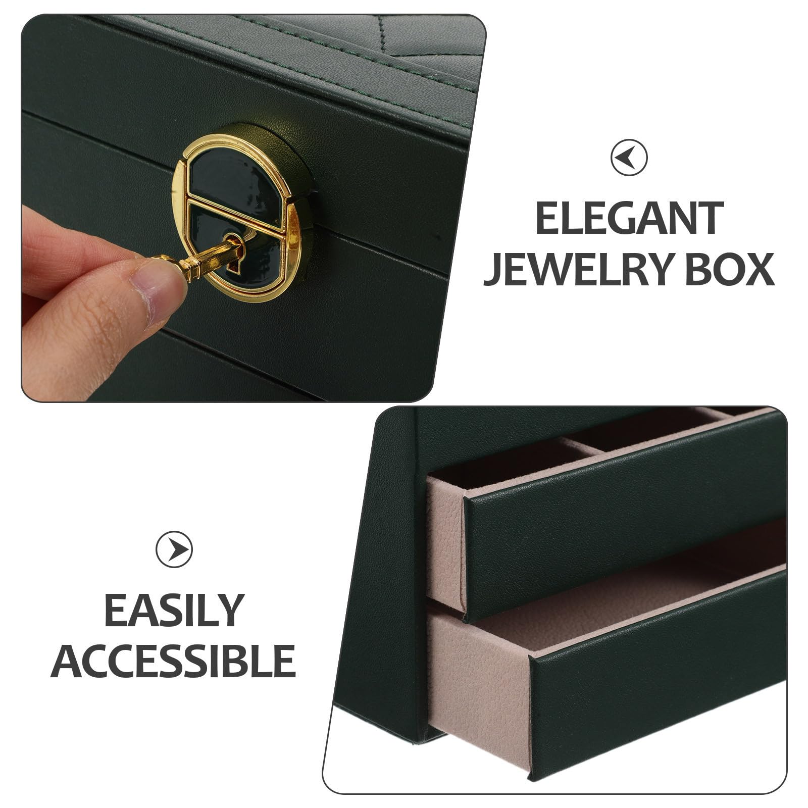 Beaupretty Joyero de 3 Capas Apilable de PU con Compartimentos Organizados
