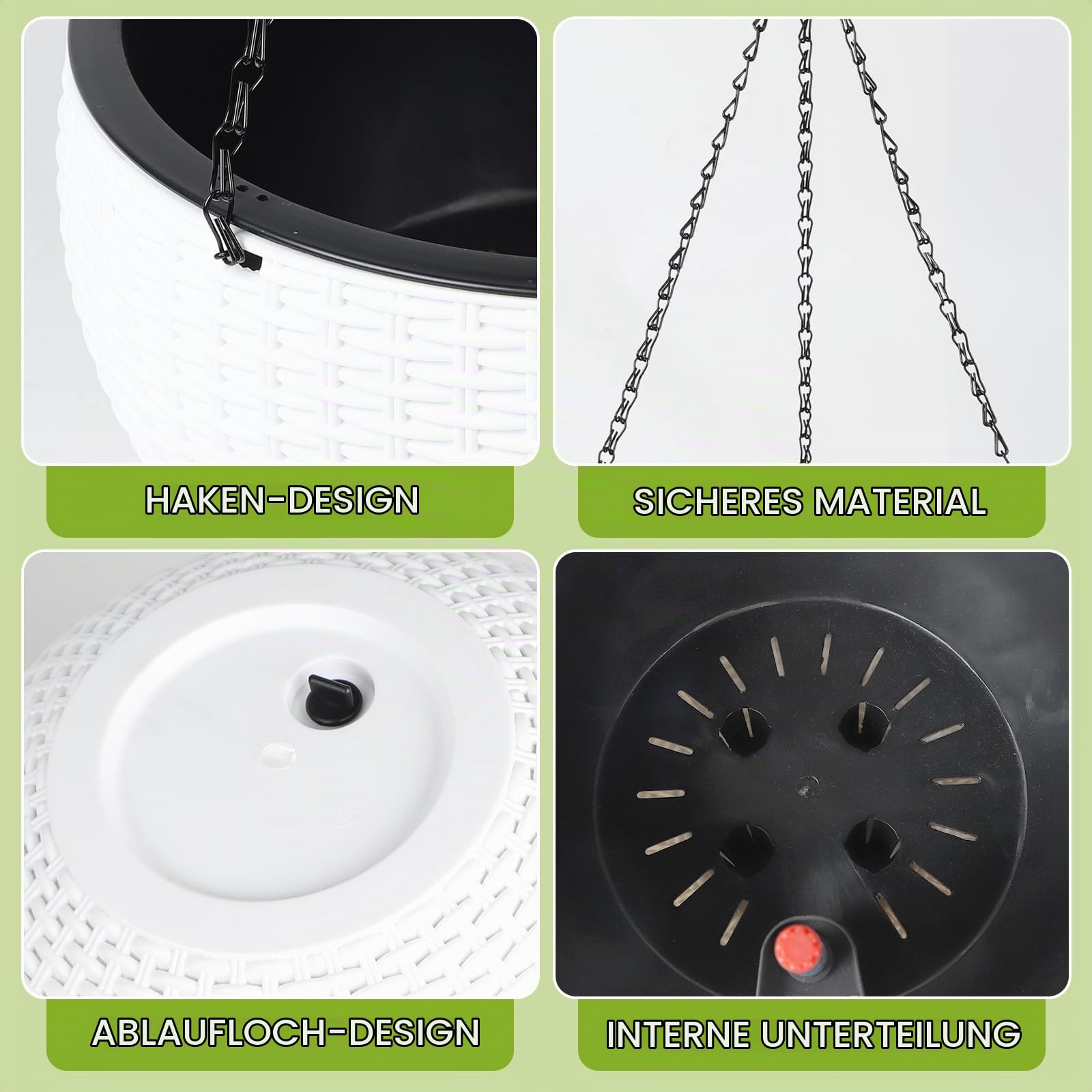 CPROSP 2tlg 28cm Selbstbewässerungstopf Hängend mit Wasserstandsanzeigen, Selbstwässernder Blumentopf, Blumenampel, Hängeblumentöpfe mit Drainagelöchern, Blumentopf Wasserspeicher mit Topf System