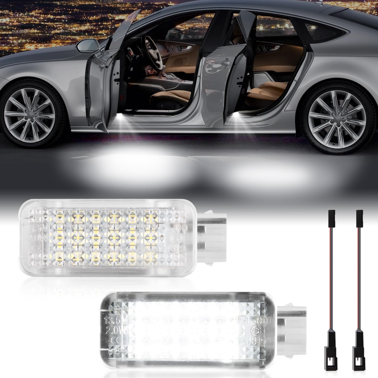 POPMOTORZ 2 Luci LED Portiera Auto Bianco 6000K, Canbus Senza Errori, Per Audi A2 A3 A4 A5 A6 A7 A8 Q5 Q7 TT, Installazione Plug&Play