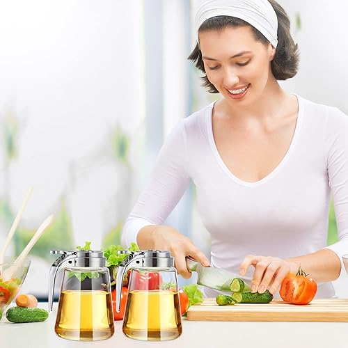 Miniatura 6 de Dispensador de jarabe, juego de 6 botellas de vidrio, jarra de jarabe de arce y miel con boquilla retráctil, recipientes de tapa de plástico para