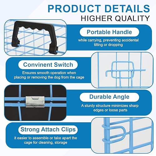 Miniatura 37 de Jaula para perros, jaula para perros, perrera de alambre de metal para exteriores, plegable de doble puerta, jaula para mascotas para perros Negro