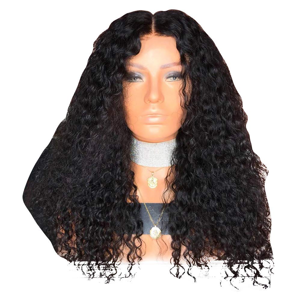 Black Curly Wig, Soft Afro Loose Wigs Human Hair with Elastic Strap, Wavy Synthetic Hair with 2 Adjustment Straps, Curly Wigs for Black Women for Everyday Parties and Cosplay
