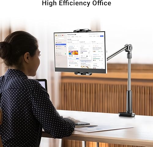 Miniatura 6 de Soporte plegable para tablet de escritorio para iPad Monitor portátil de 4.7 a 15.6 pulgadas, soporte de brazo largo de cuello de cisne, trípode de