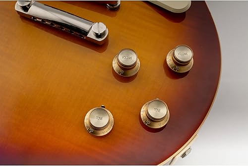 Miniatura 12 de Musiclily Pro Imperial Pulgadas Tamaño Top Hat Bell Reflector 2 Volumen 2 Tonos Perillas Set para USA Les Paul SG Guitarra Eléctrica Ámbar