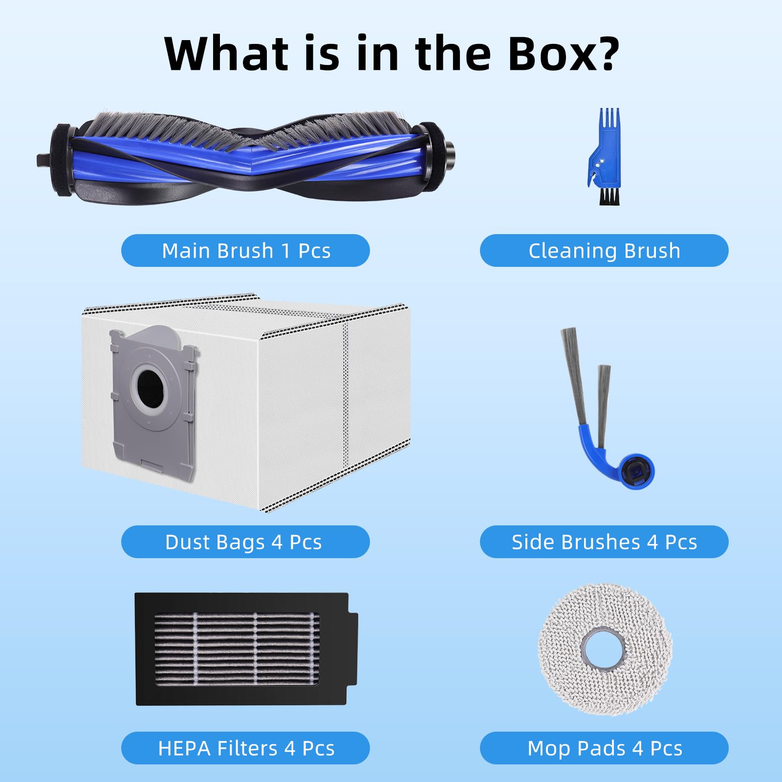 Kit Accessori per ECOVACS T50 OMNI Gen3/T50 Pro Omni Gen3, T30C OMNI | per DEEBOT Ricambi Robot Aspirapolvere 1 Spazzola Principale, 4 Filtri, 4 Spazzole Laterali, 4 Panni Mop, 4 Sacchetti