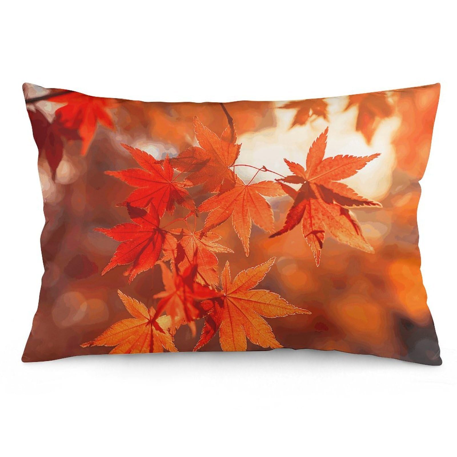 2 Pack Pillow Cases for Hair and Skin, Soft Breathable Pillow Case Covers with Hidden Zipper, Maple Leaves in The Sun Pillowcase 16 "x24 Pillow Covers for Sleeping Gift
