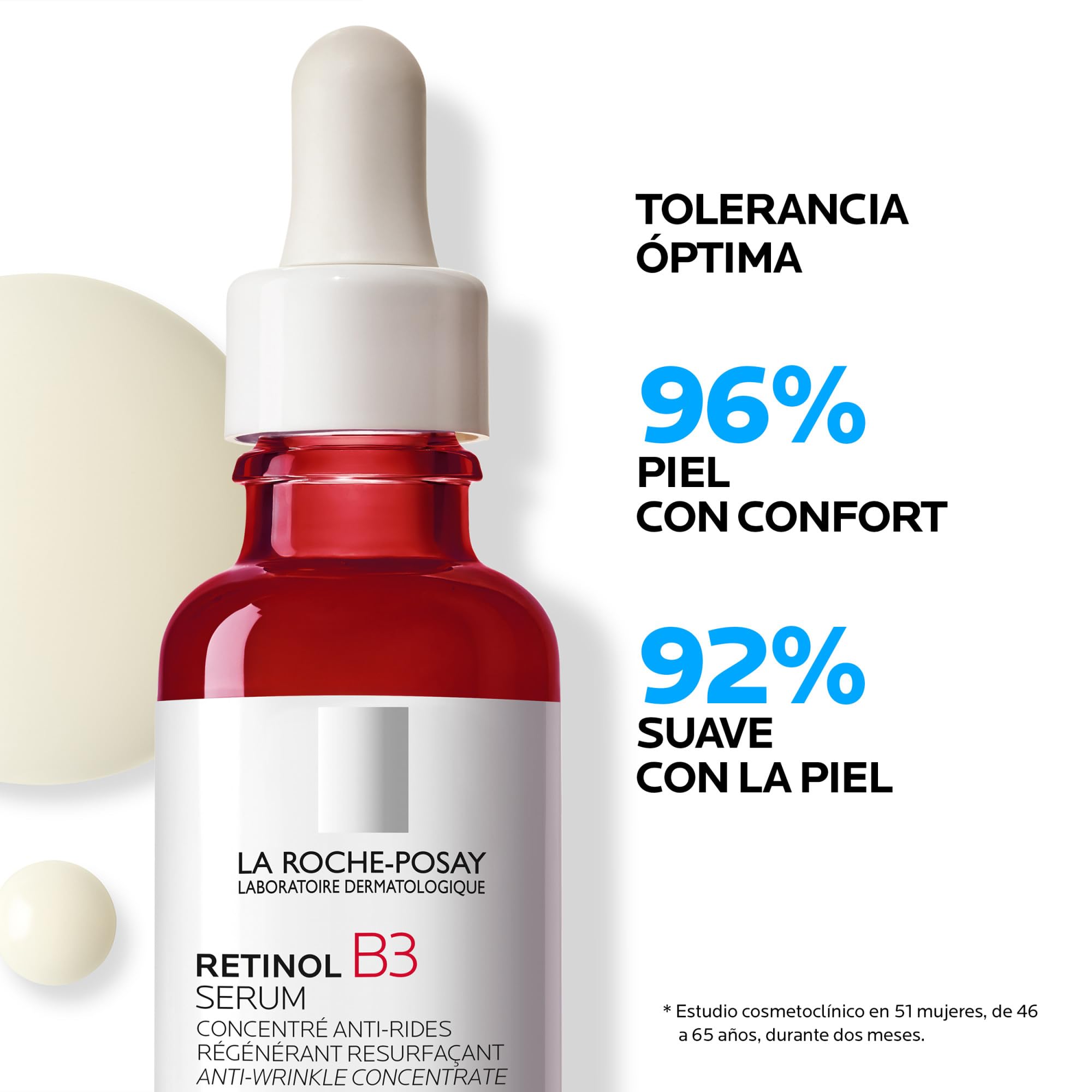La Roche Posay Sérum, Reduce arrugas y líneas de expresión, Unifica, Regenera y Reafirma, Enriquecido con Retinol Puro, Vitamina B3 y Glicerina, Retinol B3, 30 ml