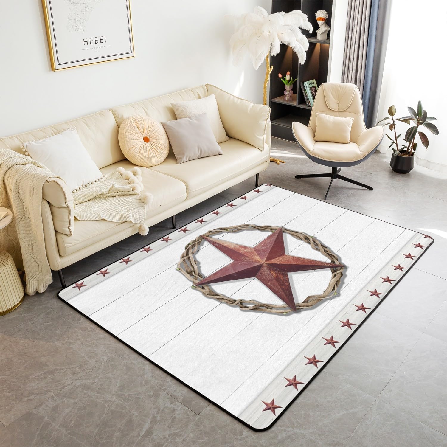 Tapis doux lavable motif étoile rétro moquette antidérapante salle à manger