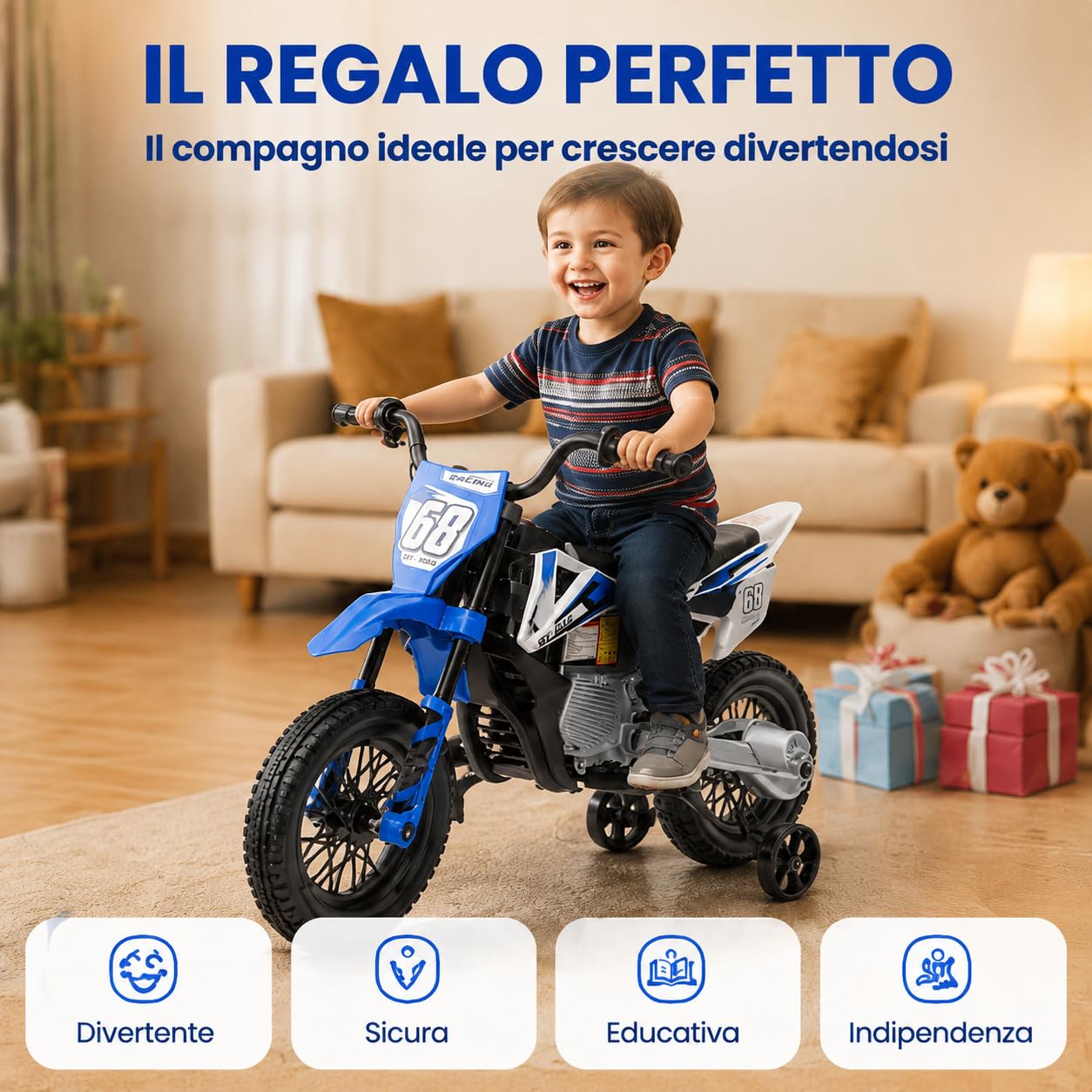 Garvee Moto Elettrica per Bambini 12V, Motocicletta Elettrica, Moto Cross