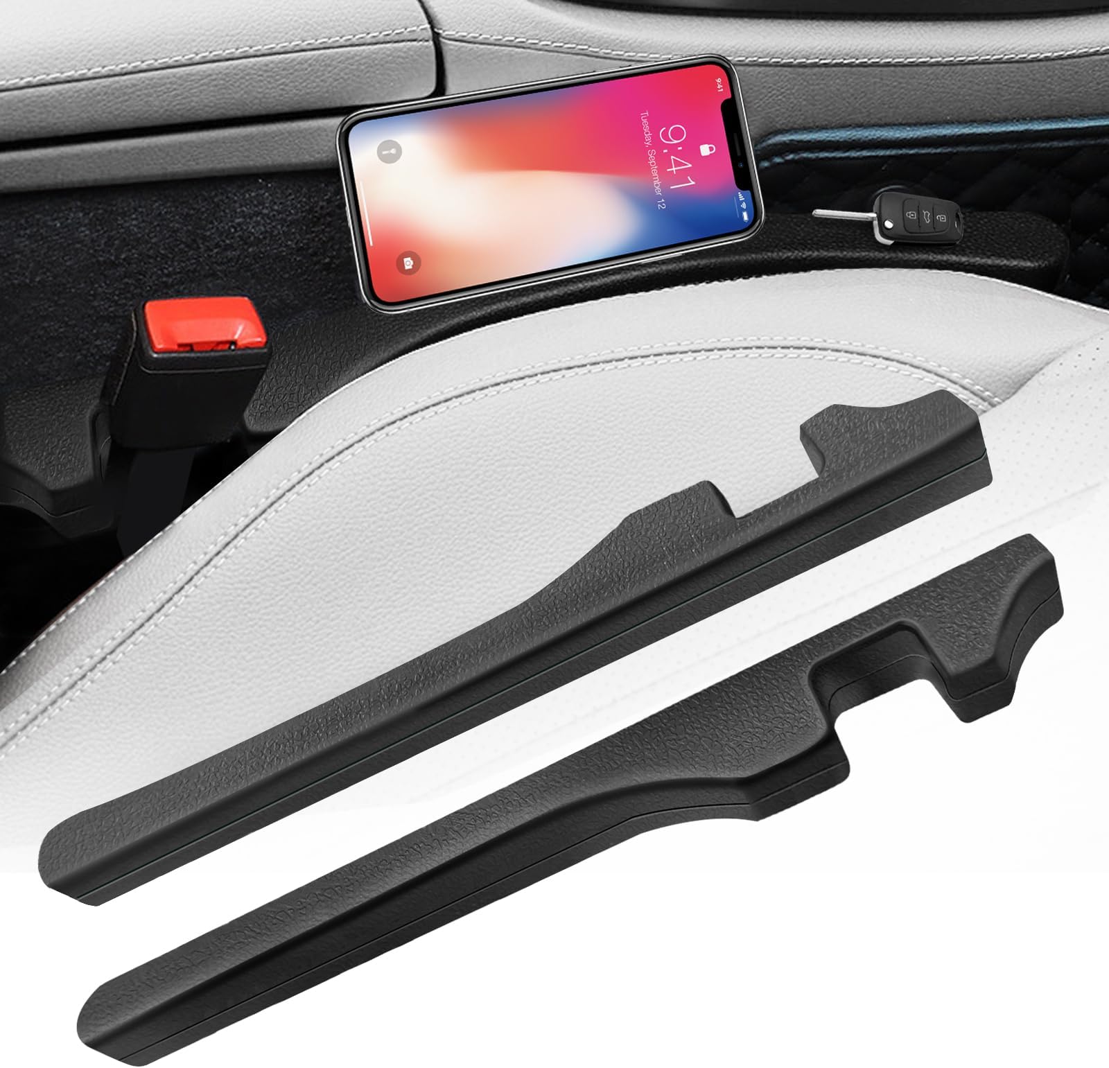 2 Pack Car Seat Gap Filler with 2 Auto Seat Hook,seat gap