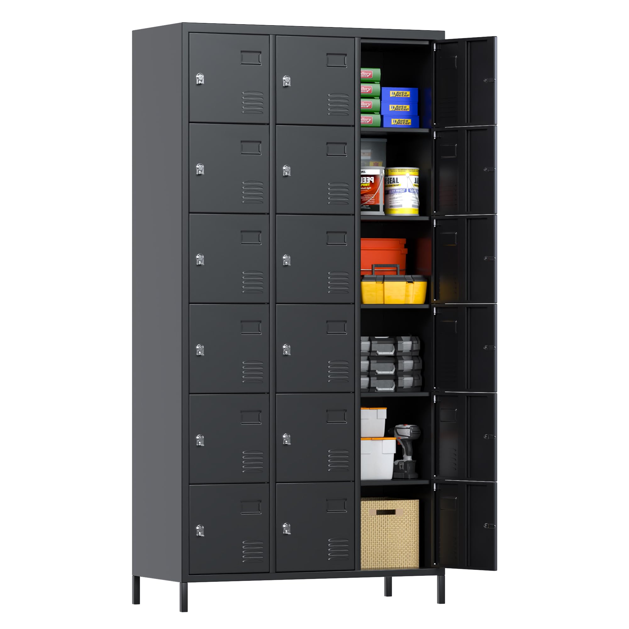 Aobabo Metal Wall Cabinet With Locking Doors & Drawer - Heavy-Duty Wall-Mounted Storage For Garage, Office, Kitchen