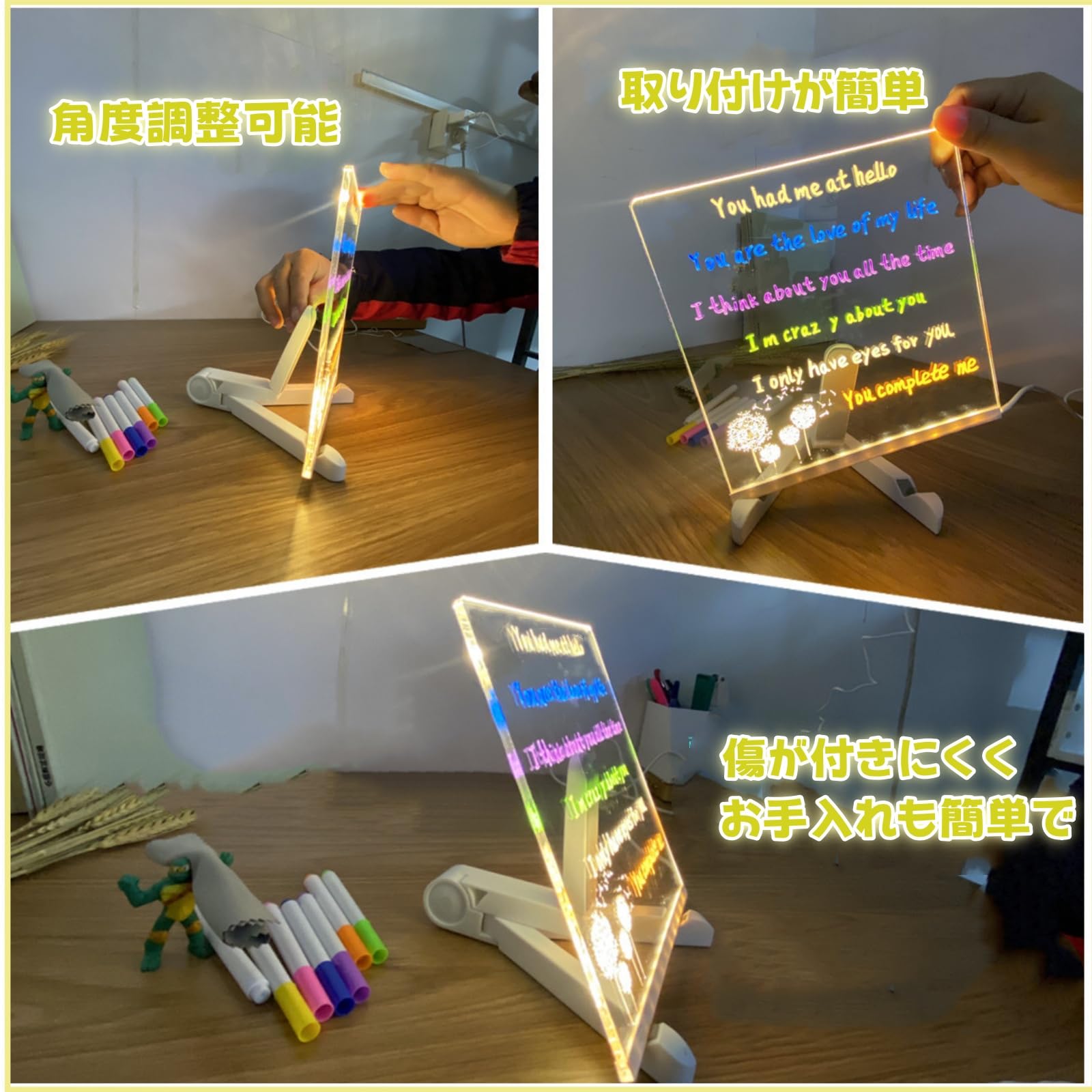 Amazon | LED ノートボード 光るアクリルメッセージボード カラー付き