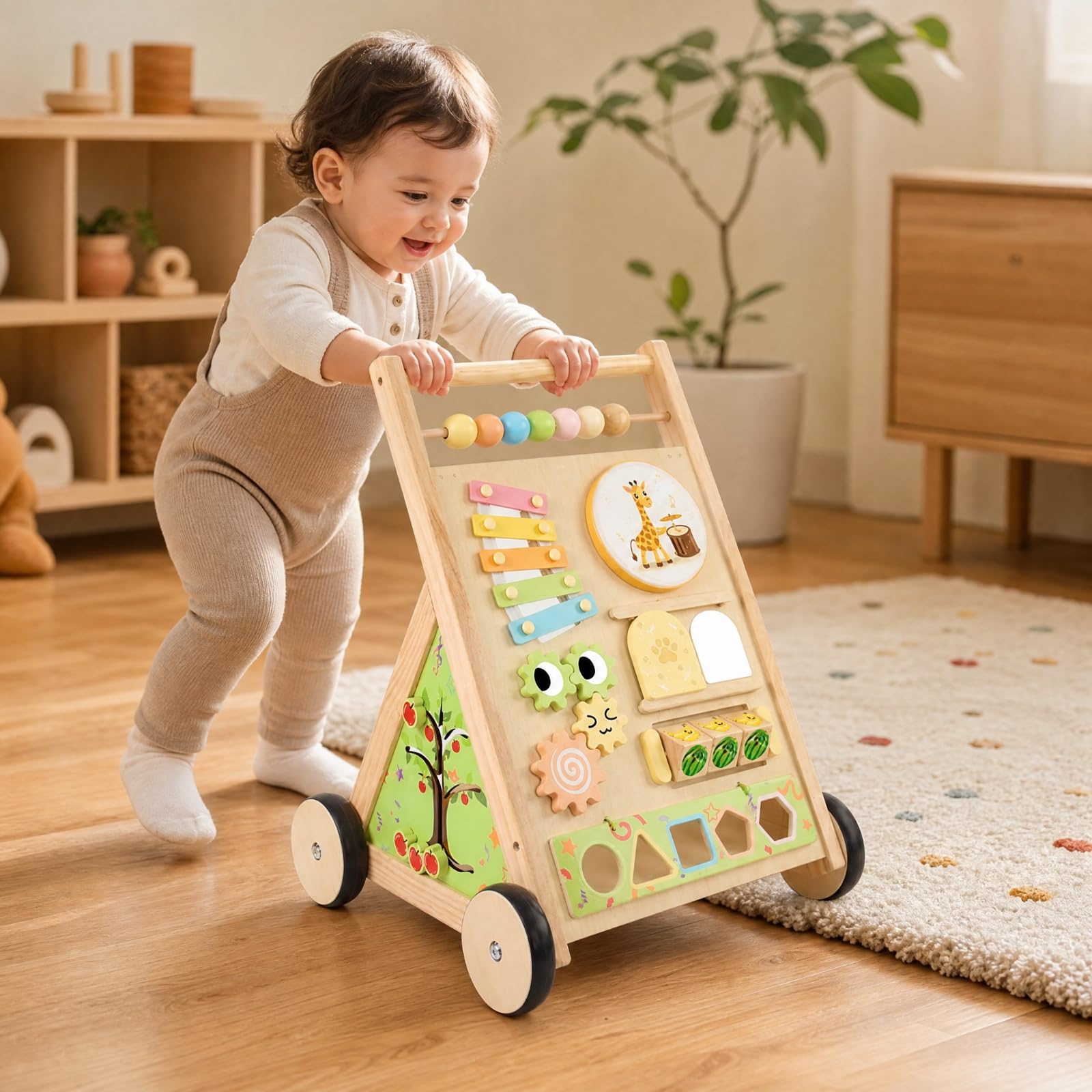 Perfeclan Caminador Actividades No Eléctrico | Didáctico, caminador Madera, pedagógico, para Guardería, Estilo B
