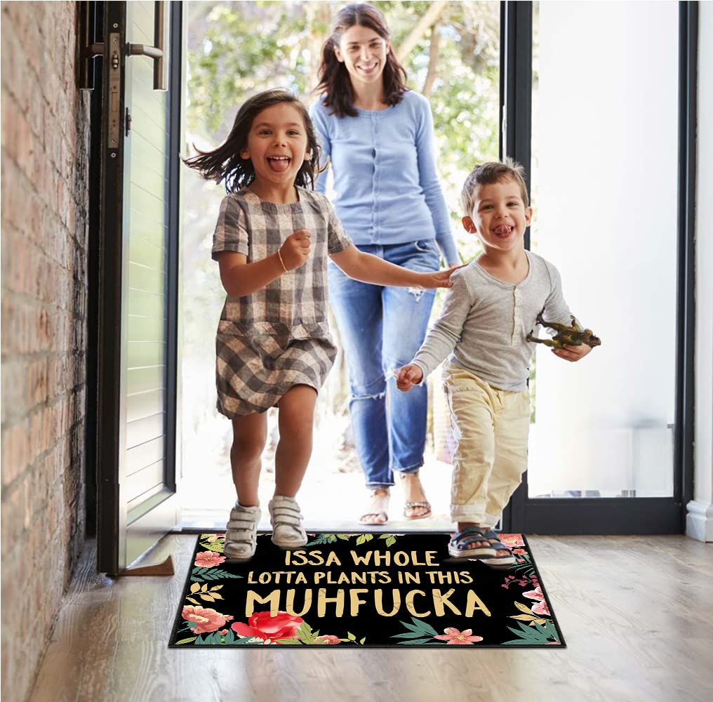 ZUYOENCO Doormat, ISSA Whole Lotta Plants in This muhfucka, Funny Welcome Mat, 23.6X15.7 Inch, Green: Issa Whole Lotta Plants in This Muhfucka