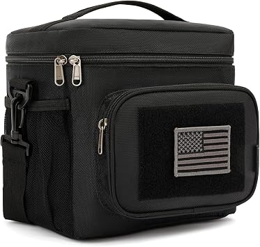 FlowFly Tactical Lunch Bag Large Insulated Lunch Box Cooler Tote for Men, Women with MOLLE/PALS Webbing Black