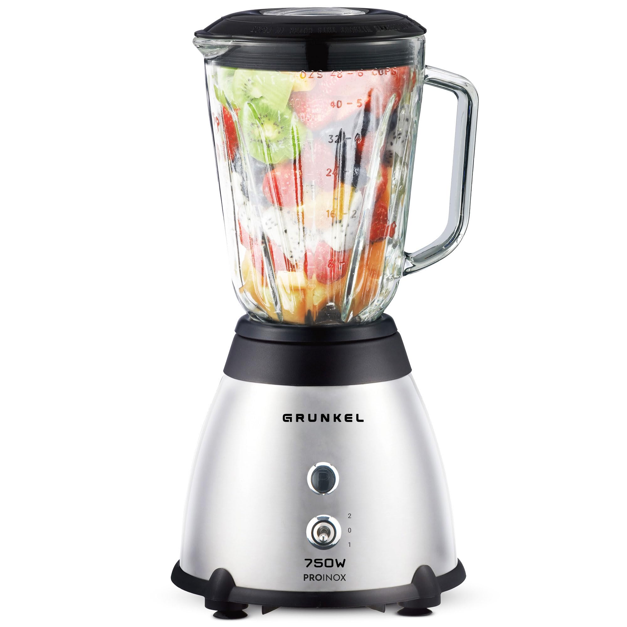 Grunkel batidora de vaso de 1 a 1,5L y de 500 a 2000W con vaso extraible de cristal. De fácil limpieza y de 2 a 4 niveles y Turbo (1,5L 750W)