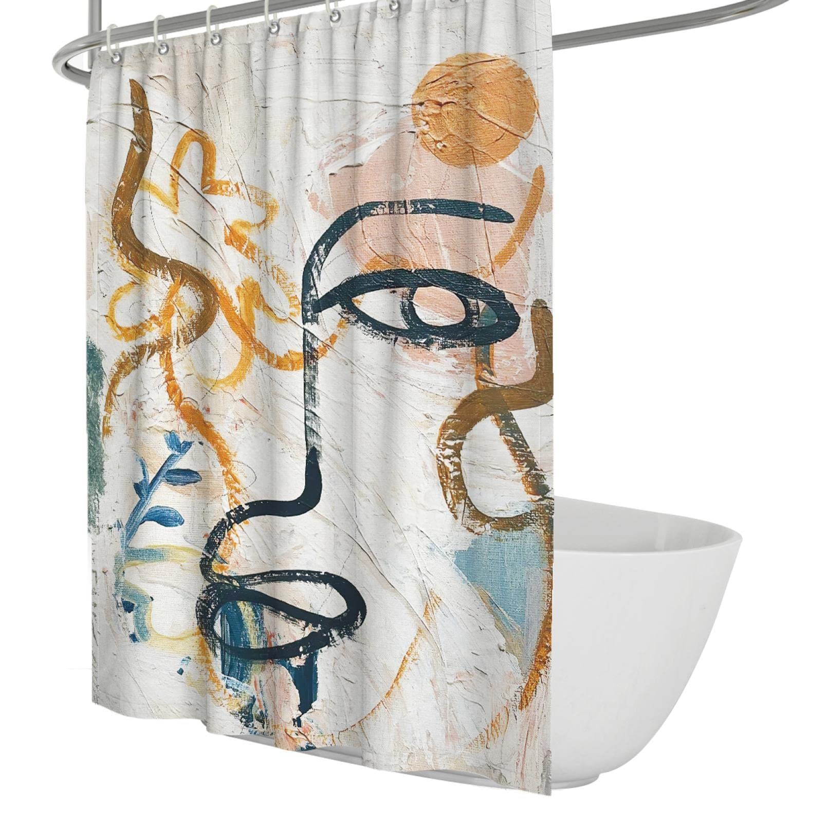 Rideau de bain motif femme abstraite pour transformer votre douche en spa moderne