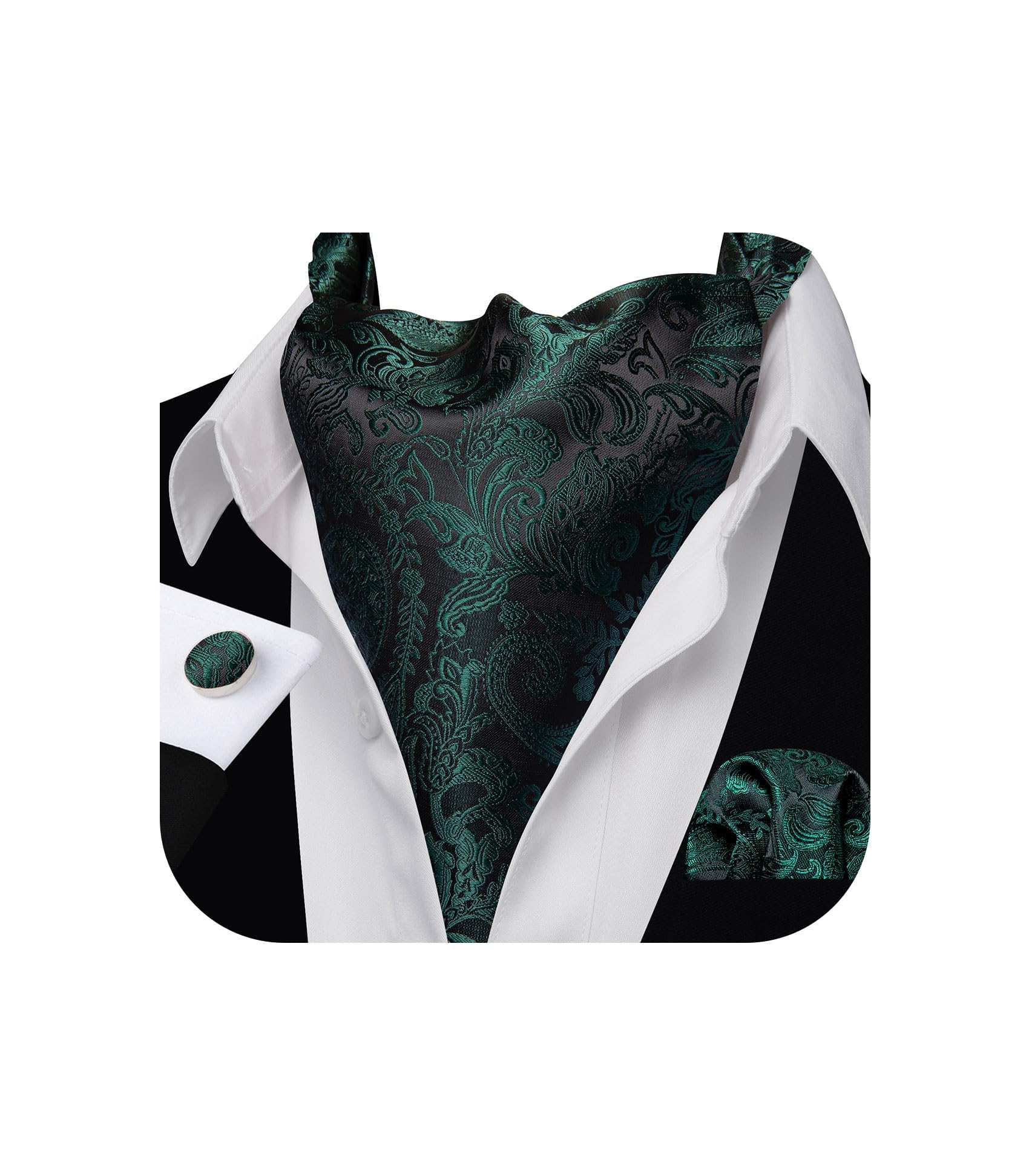 Barry.Wang Ascot for Men Cravat Tie Sets Paisley Scarf Self Tie Necktie