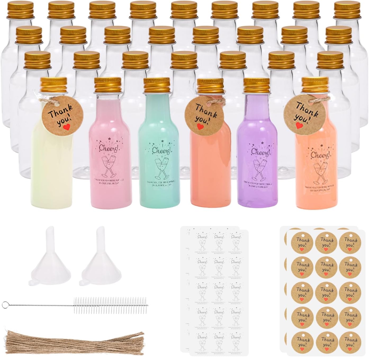 24 STK Kleine Likörflaschen zum Befüllen, 50ml Mini Fläschchen Plastik Shot Flaschen 24 STK Kleine Likörflaschen zum Befüllen, 50ml Mini Fläschchen Plastik Shot Flaschen