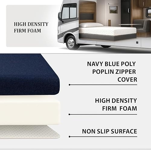 Miniatura 6 de Foamma Colchón resistente al agua de 4 x 48 x 80 pulgadas, espuma firme de alta densidad, cubierta de poliéster cómoda y duradera, camión, cámper,