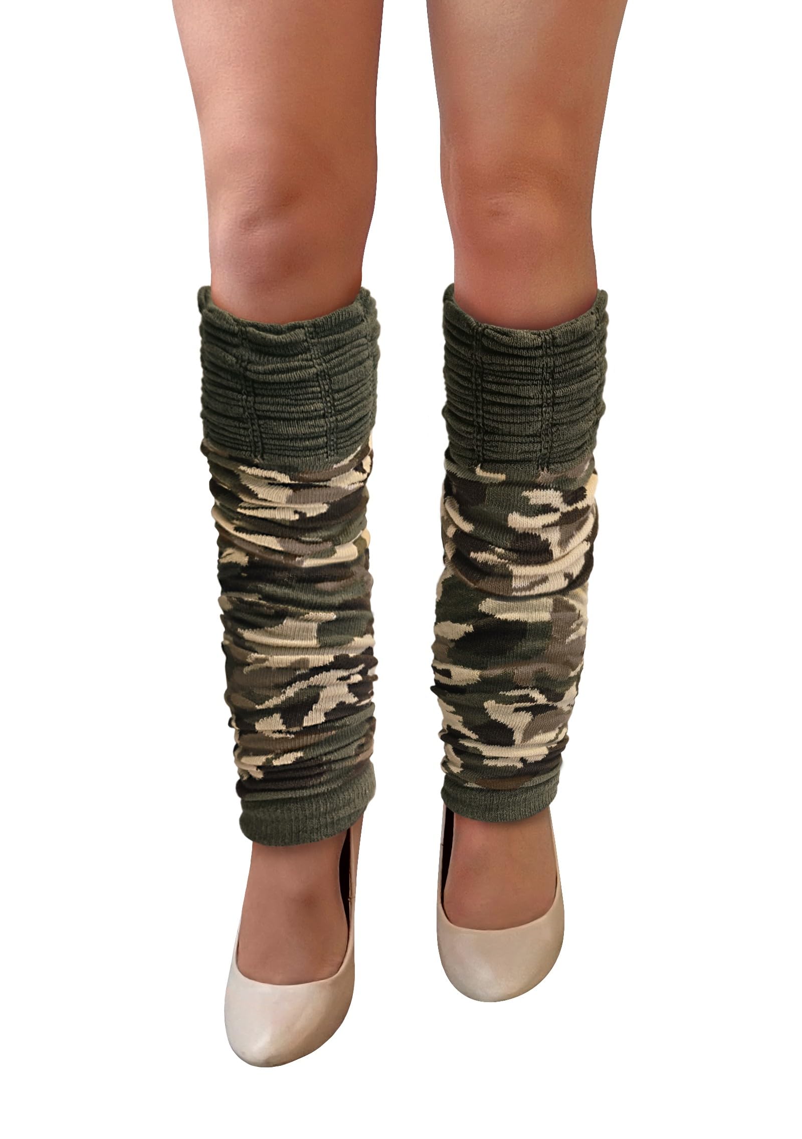 NuJake Leg Warmers In Assorted Colours 1980s 90s Luxurious Girls Cosplay Legwarmer (Camouflage)