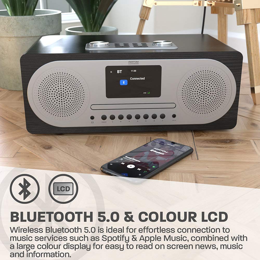AZATOM CL100X DAB DAB+ FM Radio Stereo HiFi Speaker System & CD Player