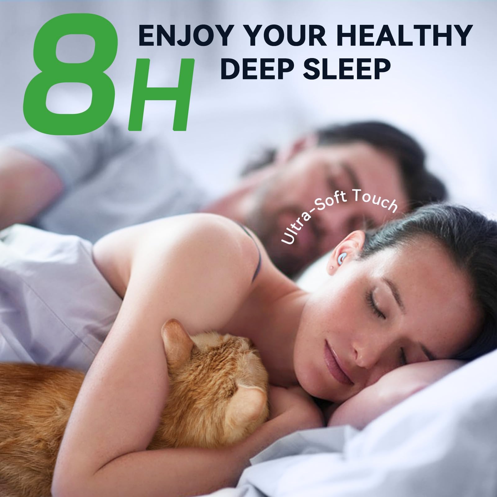 Ear Plugs for Sleeping Noise Cancelling Up to NRR49dB-Ultra Soft, Reusable Silicone Ear Plugs for Sleep Snoring Blocking, Side Sleepers-10 Ear Tips in XS/S/M/L/Double Layer Milky Blue