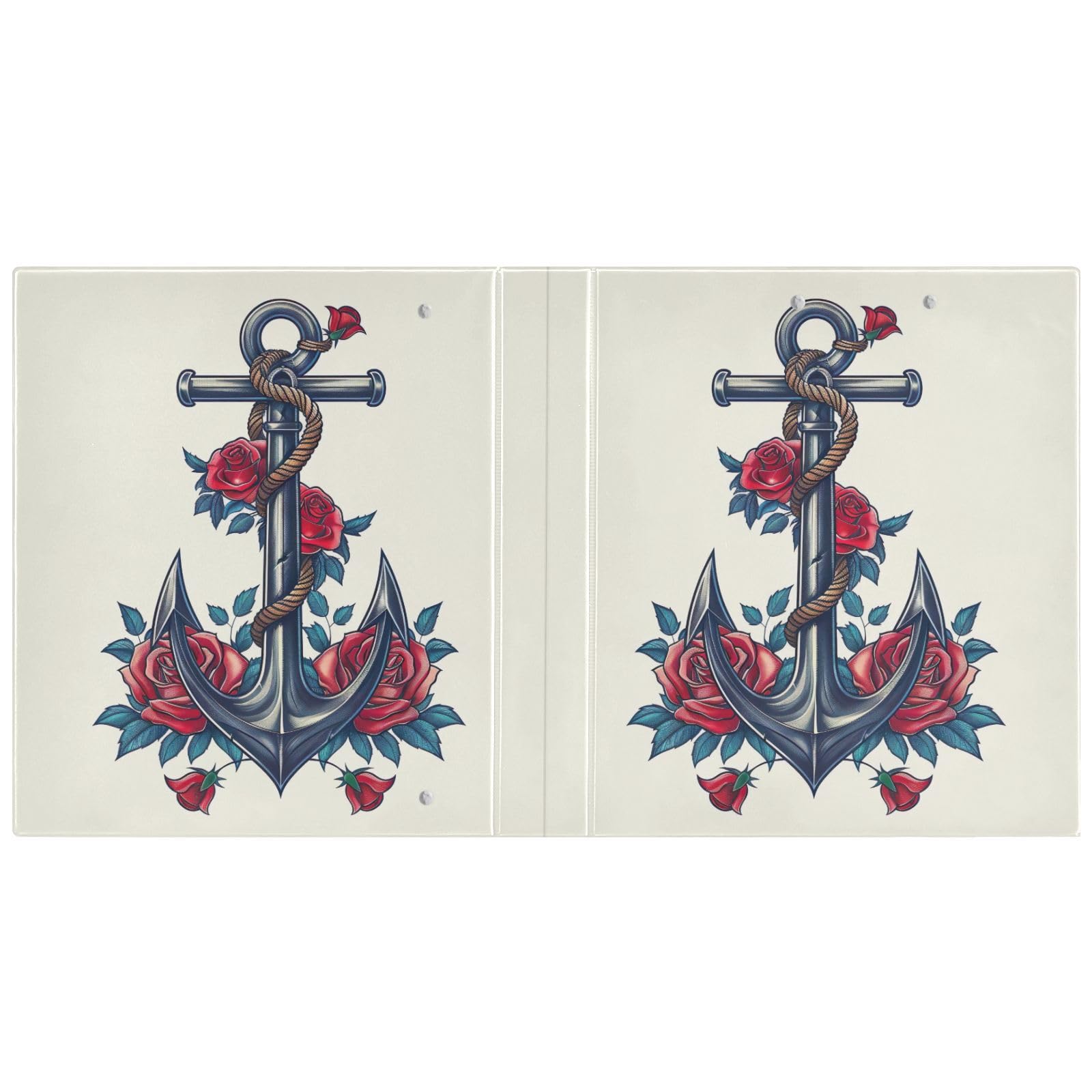 Raccoglitore a tre anelli stampato, 3,8 cm, raccoglitore ad anelli a D con tasche, raccoglitore decorativo per scuola, università o ufficio, motivo ancora di rose