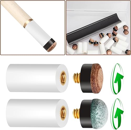 Miniatura 6 de Kit de repuesto de 12 puntas de taco de piscina atornilladas de 0.394 in0.472 in0.512 in, kit de repuesto de puntas de palo de piscina, puntas de