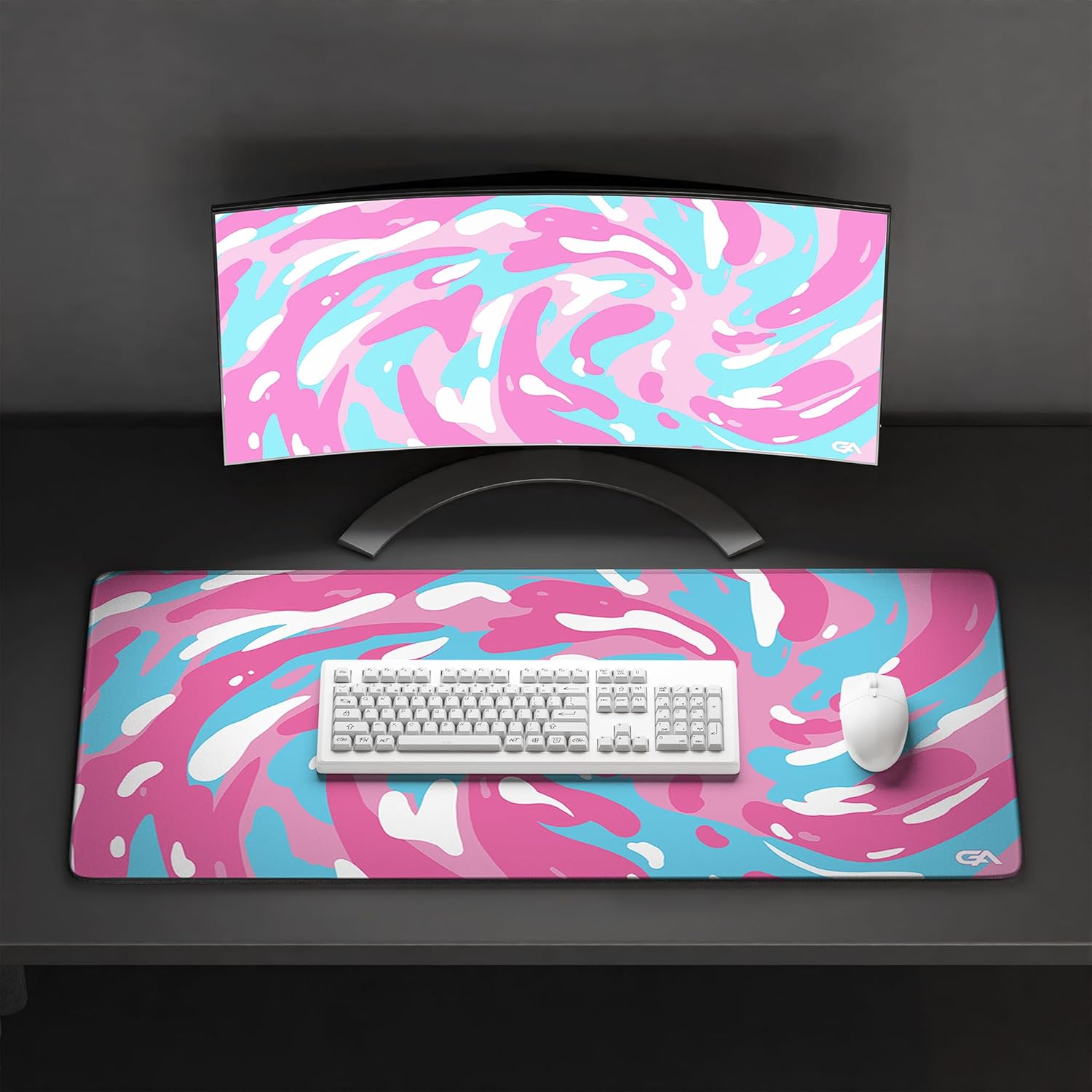 GutzyAiden Swirl Extended Extra Large Mouse Pad | Gaming Setup | Hybrid Polyester Fabric Top | Non-Slip Natural Rubber Base | 5mm Thick | Miami Swirl | XXL - 36" x 18" |