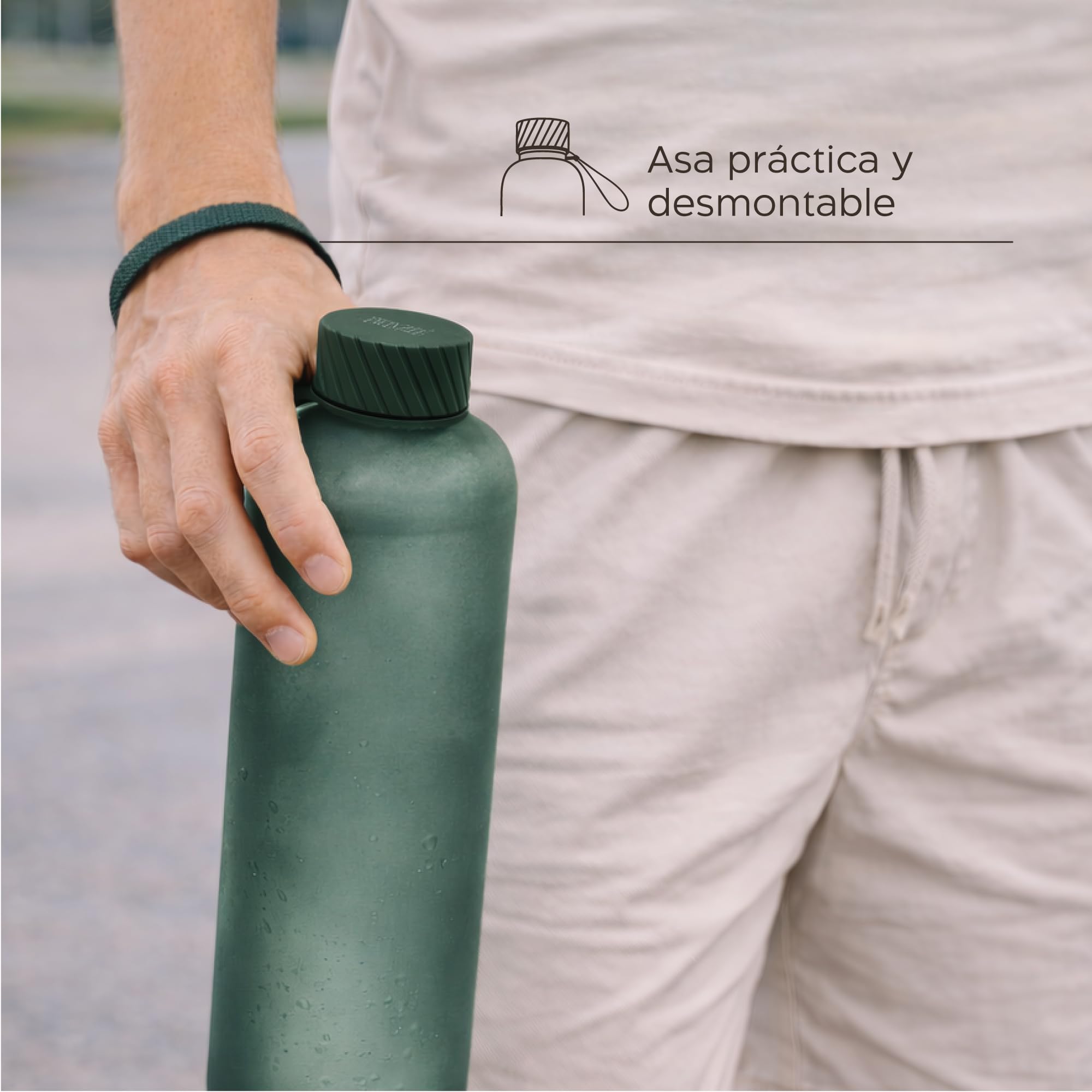 Twinzee Botella Agua 1,5 litro - Sin BPA & Antigoteo, Botella de Agua Deportiva, Oficina, Colegio, Gym, Cantimplora - Tritan Water Bottle, Verde Bosque — view 8