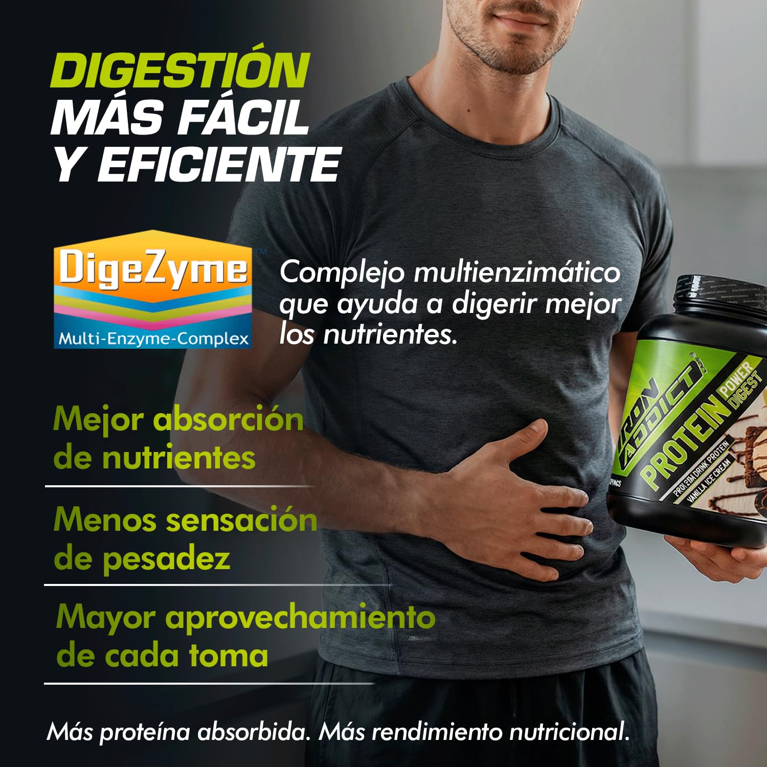 Protein Power 2Kg Iron Addict Labs - Proteína en polvo con suero de Leche y Soja - Aminograma Completo y Equilibrado con Alto Valor Nutricional - Complejo Multienzimático - Sabor Smoothie de Fresa