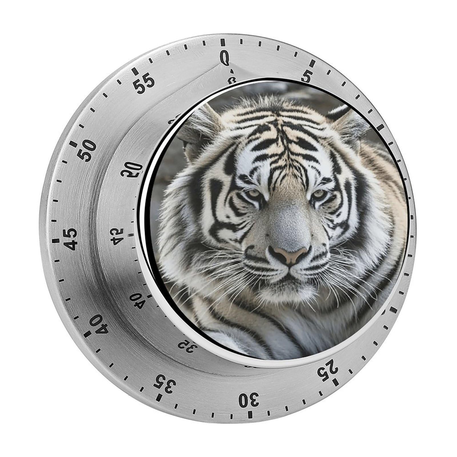 Black and White Tiger Kitchen Timer Chef Cooking Timers Clock with Loud Alarm Exquisite Stainless Steel Mechanical