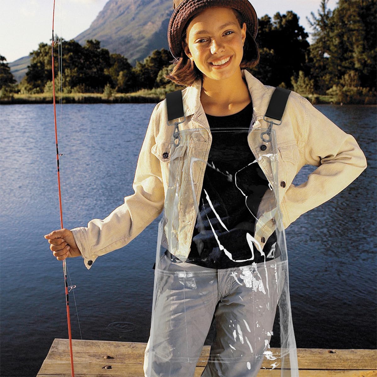 STOBAZA Grembiule Trasparente da Lavoro per Parrucchiere con Tasche, Tracolla Regolabile, Materiale Tpu Leggero e Resistente, Grembiule da Salone di Bellezza per Donna, Protezione